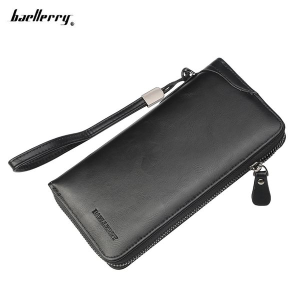 

baellerry men's long wallet with multiple clips of canvas zipper zipper holding phone bag of vintage casual large capacity purse, Red;black
