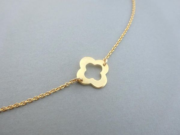 

lucky clover and leafy grass charm pendant chain necklace cute open plant gift amulet woman mother men's family gifts jewelry, Silver
