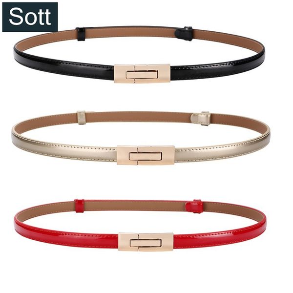 

sott] fashion womens narrow belts snap-fastener buckle wait belts for women female waist for dress jeans cinturon mujer, Black;brown