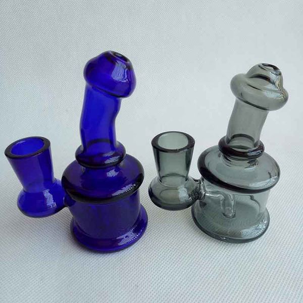 Yeni Renkli Mini Cam Bongs Nargile 3.5 inç Su Boruları Pyrex Petrol Kuyuları Kalın Recycler Nano Fıskiye 2 renk 14mm Kadın seçin