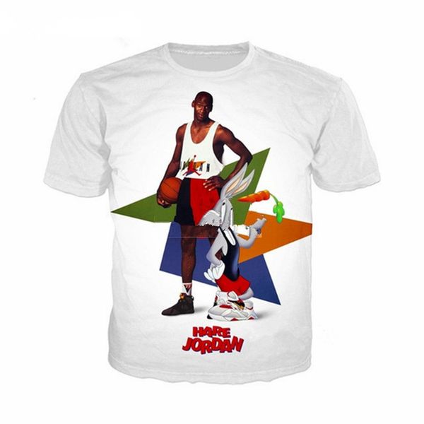 

2019 cartoon bugs bunny and famous star women men fashion summer funny 3d print crewneck casual harajuku t shirt tee q162, White;black