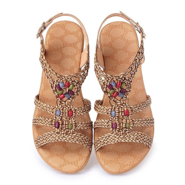 De D'été Mode Chaussures Plage En Tongs Cuir Acheter Femme Slip Véritable Femmes Non Tressées Dames Sandales WHYEI9D2