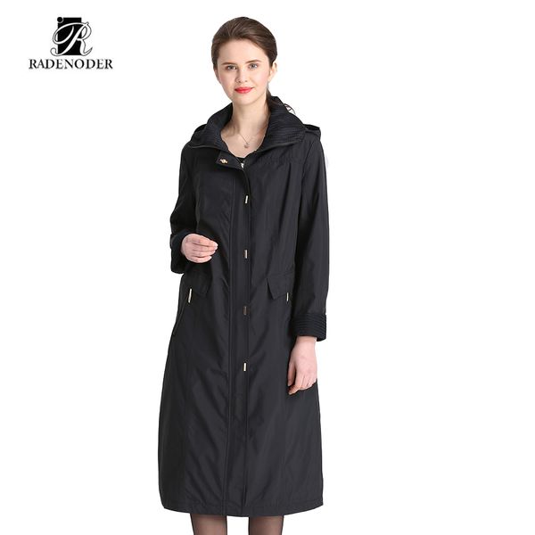 

radenoder 2018 spring new high fashion brand soft fabric classic trench coat for women coat plus size 17051, Tan;black