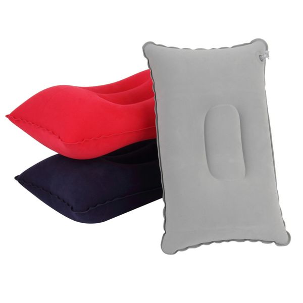 

outdoor portable foldable folded air cushion inflatable pillow double sided flocking cushion travel plane camping picnic pillows