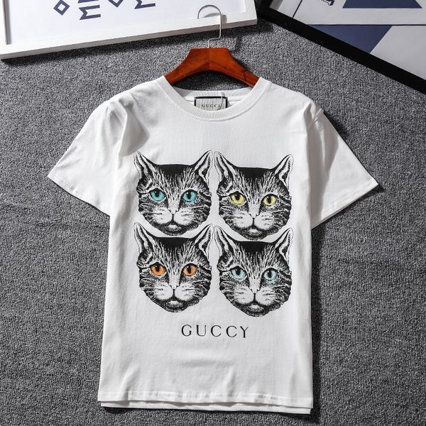 

BLACK CAT Head BLIND FOR LOVE Letter printed casual o-neck T-Shirt simple and Fashion Short Sleeve pure Cotton Thirt top Tees