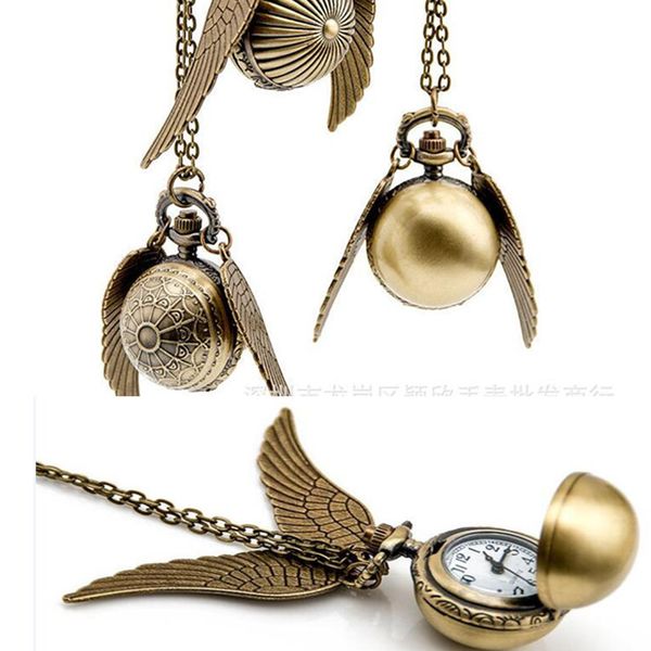 

Новое золотое ожерелье Часы Antique Bronze Wing шарика ожерелье цепи часы подарка ювелирн