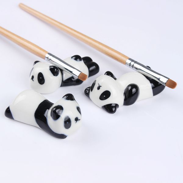 

1pc panda nail brush pen rack ceramic stand holder cute panda pattern nail tool stands manicure art tool random pattern