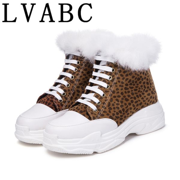 

lvabc 2018 women snow boots thick bottom platform waterproof ankle boots for women thick warm fur winter warm size 31-46, Black