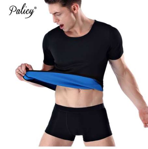 

palicy men's slimming body shapers neoprene sauna suit bodysuit fajas waist trainer shapewear men t-shirt plus size s-3xl, Black;brown