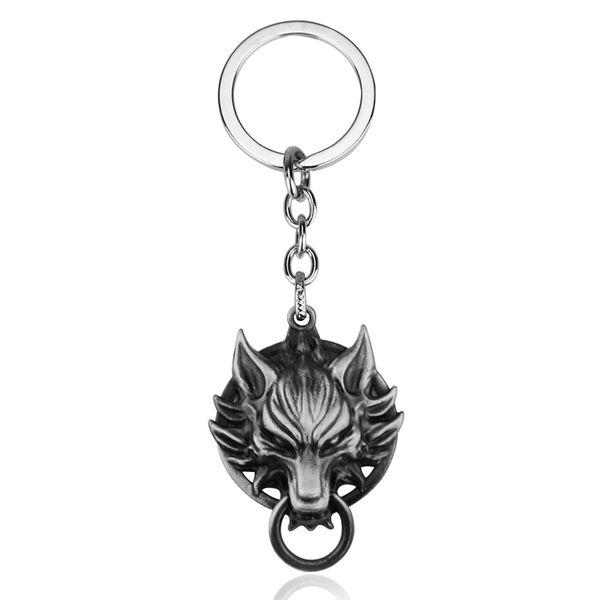 

game series cool final fantasy pendant key chain final fantasy vii cloud wolf head logo metal exquisite chaveiro, Silver