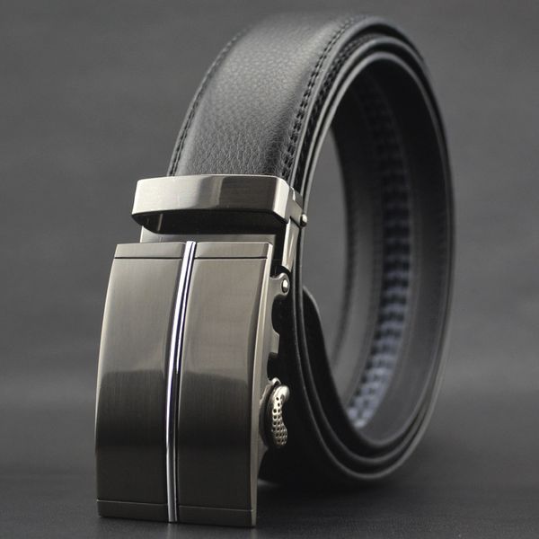 

men's belt cowskin genuine leather male belts automatic buckle casual men belt strap gift, Black;brown