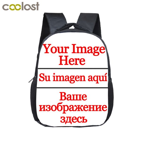 

12 inch customize your logo name image toddlers backpack cartoon children school bags baby kindergarten backpack kids gift bags