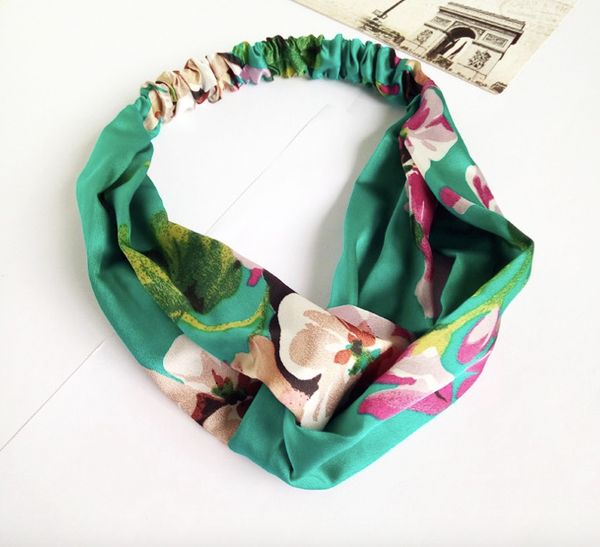 

2018 fashion women headband 6colors silk flower Elastic Cross hairband sport hair accessories wholesale best quality free