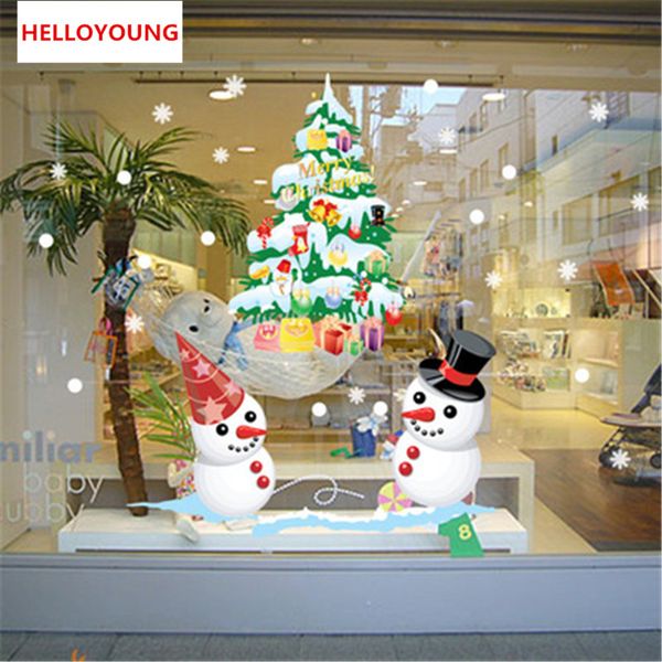 Acquista La Finestra Del Negozio Albero Di Natale Pupazzo Di Neve Adesivo Da Parete Decorazioni Natalizie La Casa Natale Adesivo Finestra A 9 2 Dal Cnshoppingmall06 Dhgate Com