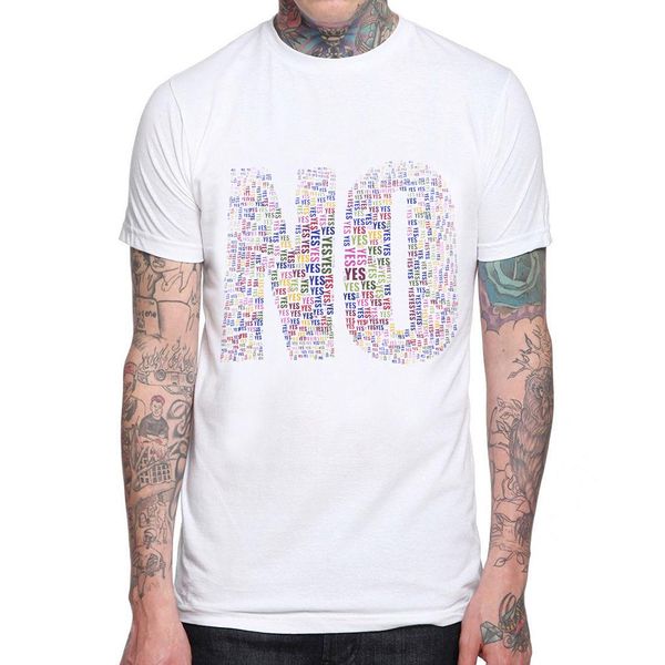 

2018 fashion interesting letters yes and no printed men t shirt short sleeve cotton casual man t-shirt hipster tees cool, White;black