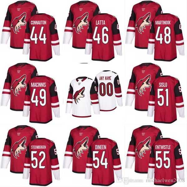 

2017-2018 Season 44 Kevin Connauton 46 Michael Latta 48 Martinook 49 Ryan MacInnis 51 Mike Sislo Arizona Coyotes Custom Hockey Jerseys