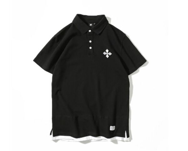 

new fake two pieces shirt male ins fashion brand pullover short sleeved t-shirts black size m-2xl, White;black
