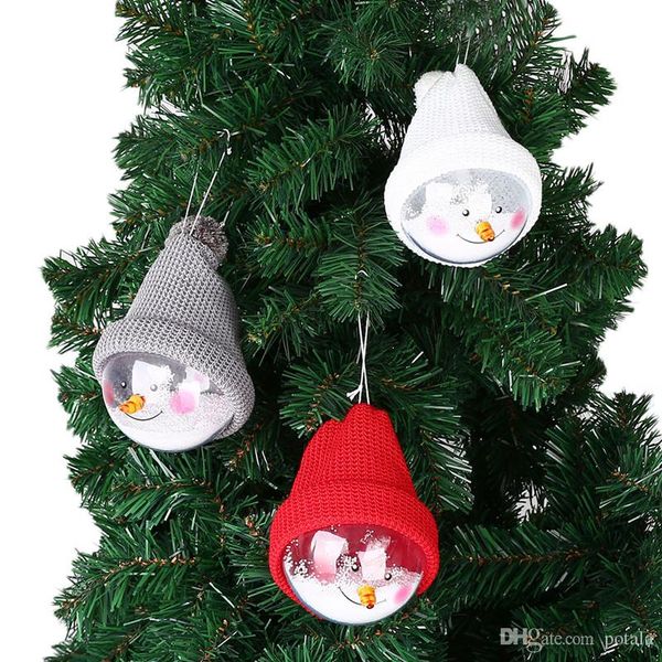 Acheter Kawaii Transparent En Plastique Remplissable De Noël Bonhomme De Neige Boule De Pendentif Suspendus Boule Boules De Noël Arbre Décor Ornements