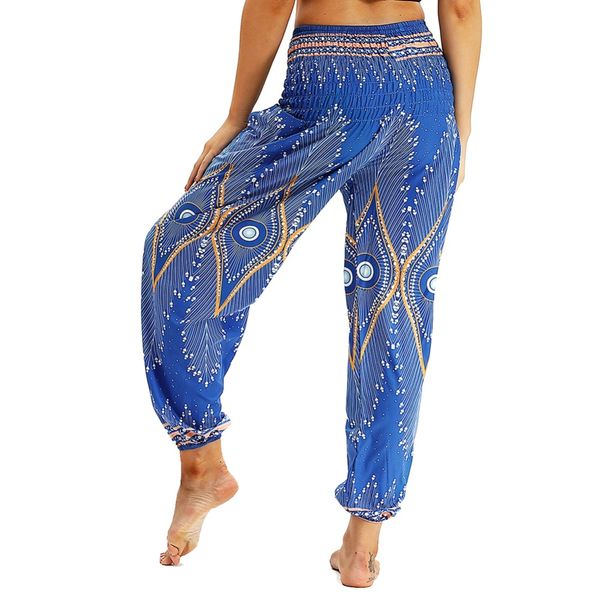 

long pants high waist printed female summer trousers beach pants fashion harem women plus size loose bohemian pant, White;red