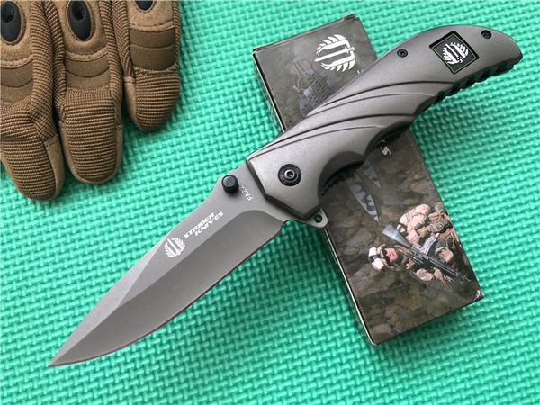 

Strider FA22 Assisted Opening Knife 440C stainless steel Gray drop point plain Steel handle EDC Flipper Tactical Folding blade knives