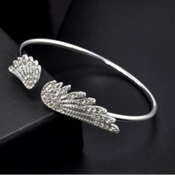 

angel wing bracelet adjustable woman cycling jewelry silver plated personality alloy crystal bracelet fashion girl gift, Black