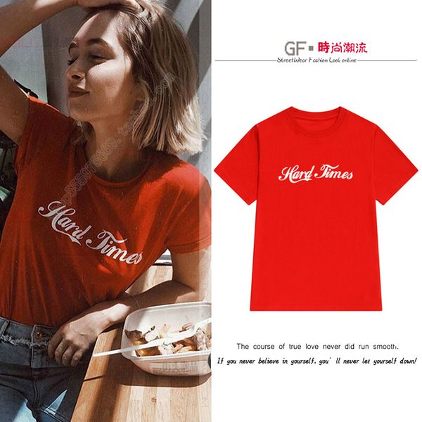 

2018 new fashion summer hard times tshirts for women leer printed red t shirt harajuku female brand t-shirt camisetas femme, White