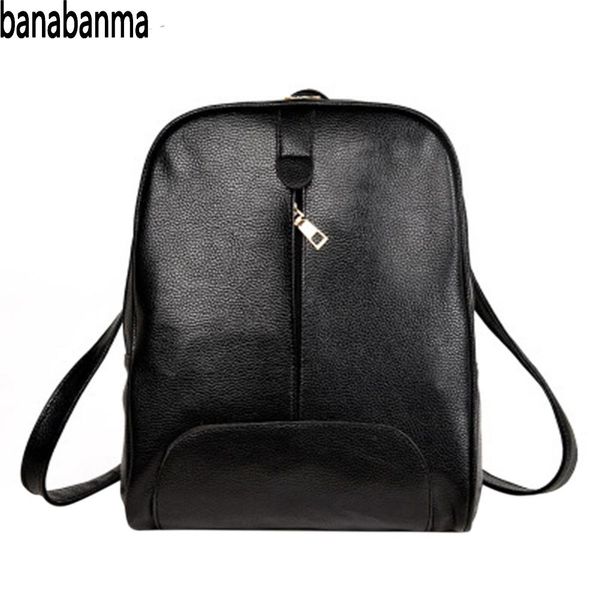 

banabanma women's backpack casual solid color pu leather backpack schoolbag shoulder bag satchel travelling bags for women zk30