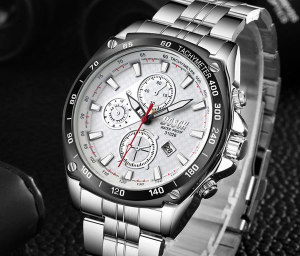 

new sport watch men fashion stainless steel watch for men quartz analog wristwatch waterproof clock calendar silicone, Slivery;brown