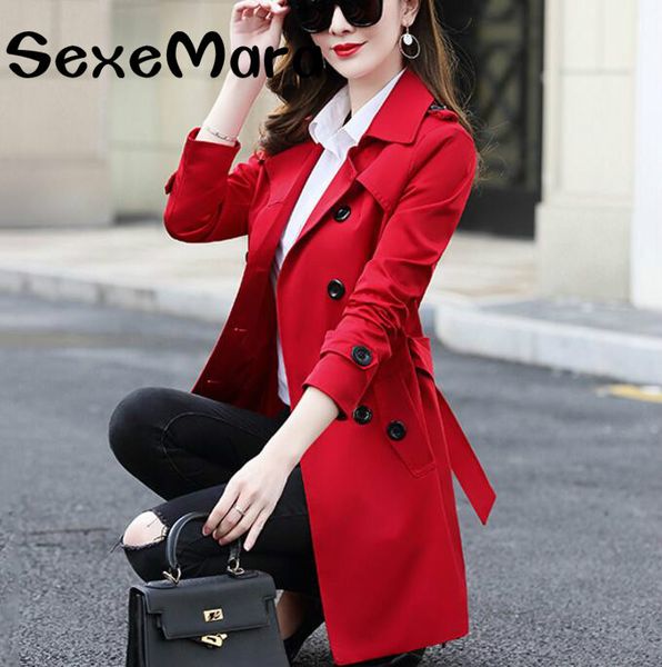

autumn fashion woman classic double breasted trench outwear coat waterproof jacket business outerwear plus size 6xl, Tan;black