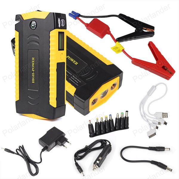

multifunction power bank high capacity car jump starter 4usb 12v battery charger compass sos light start jumper