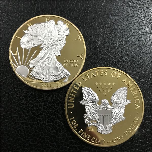 

1pcs/lot. 2014 american eagle coin,brass plated silver , plated 24k gold