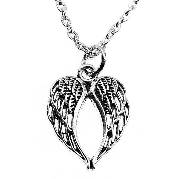 

wysiwyg 5 pieces metal chain necklaces pendants pendant necklace women hollow double wings 21x16mm n2-b13688, Silver