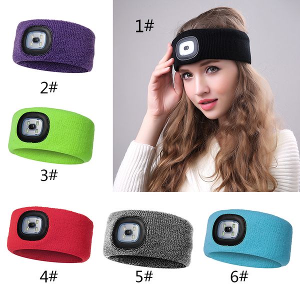 

6style rechargeable led flashing headband wrap knitted light for outdoor hunting headlight fishing headband party favor tc180927 60pcs