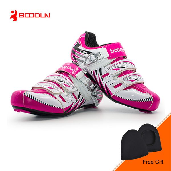 

boodun women road cycling shoes breathable ultralight bicycle shoes wear-resistance bike auto lock cycling sapatos, Black