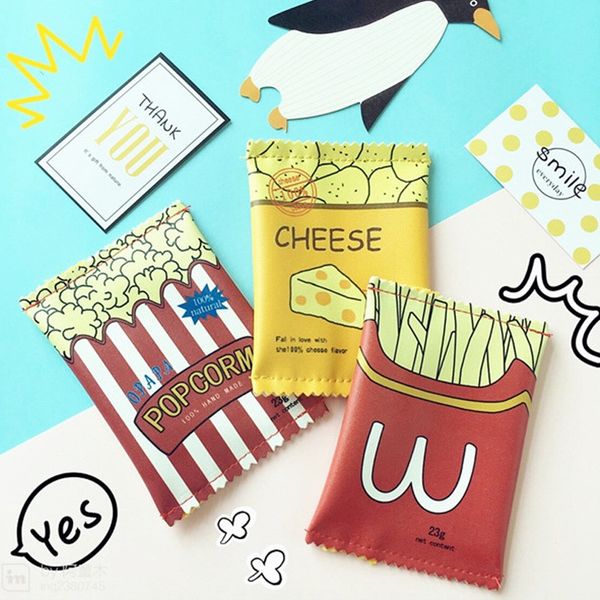

korea ulzzang harajuku cute fun fries clutch bag fun snack coin purse mini wallet size13.5*9.5cm, Red;black