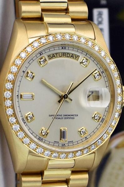 

Luxury aaa brand 41mm 18kt gold day date pre ident ilver 8 2 diamond 18048 automatic movement watch men 039 port wri t watche