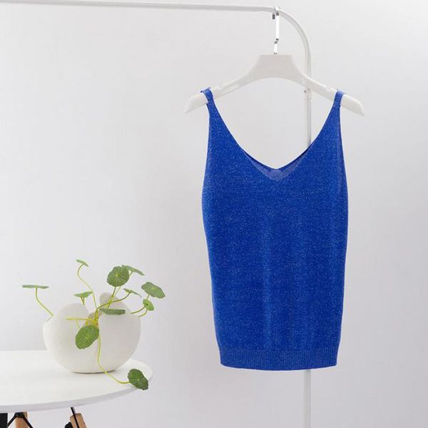 

women summer basic solid knit tank silver thread vest female casual sleeveless fitness cami hd0253, White
