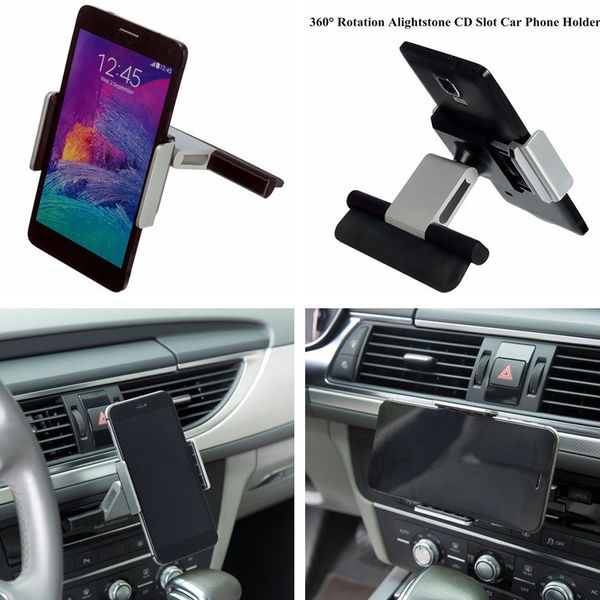 

new car aluminum cd slot holder mount for iphone samsung mobile phone gps 3.5-5.5 inch universal
