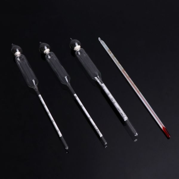 

1set 0-100% hydrometer alcoholmeter tester set alcohol concentration meter + thermometer new