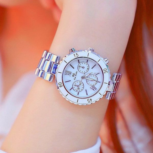

40mm big dial ladies watch women quartz watches silver white color female aolly steel watch girl fashion casual watches reloj, Slivery;brown