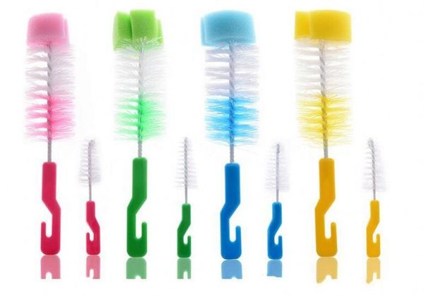 

2шт/набор baby бутылки кисть губки головка 360 градусов вращая детское молоко бутылка кубок кисть детская бутылочка чистящие кисти наборы