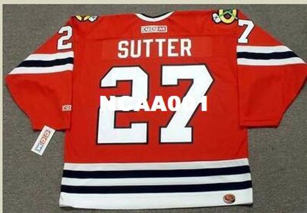 

mens # 27 дэррил саттер чикаго блэкхокс 1982 ccm hockey джерси или заказ любое имя или номер ретро-джерси, Black;red