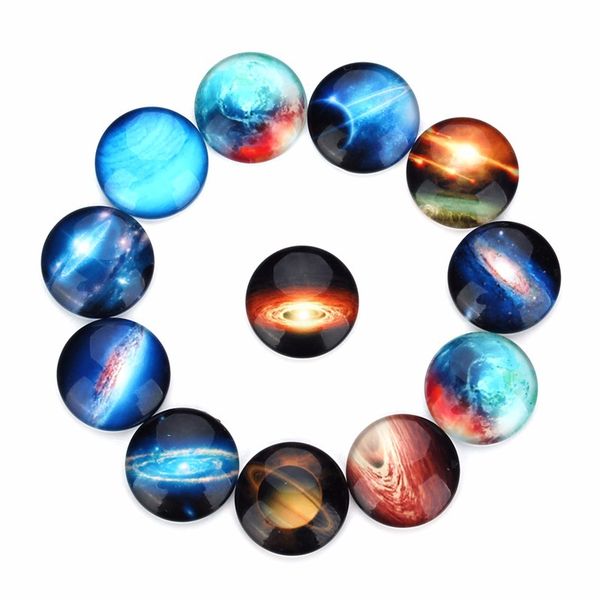 

10/12/14/18/20/25/30/35mm constellation p glass cabochon cameo dome for round blank bangle tray pendant setting 20pcs k0308, Blue;slivery