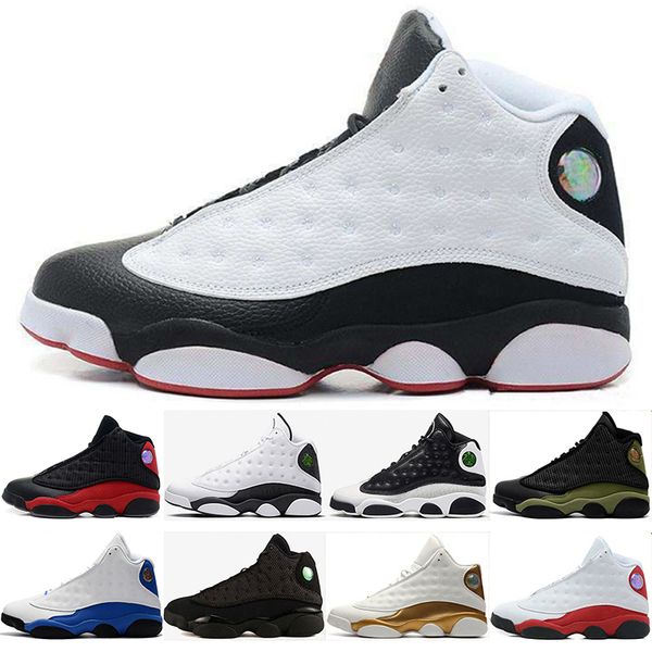 

2018 new 13 13s men basketball shoes gs olive grey love respect black cat sports shoes outdoor athletics sneakers size 41-47