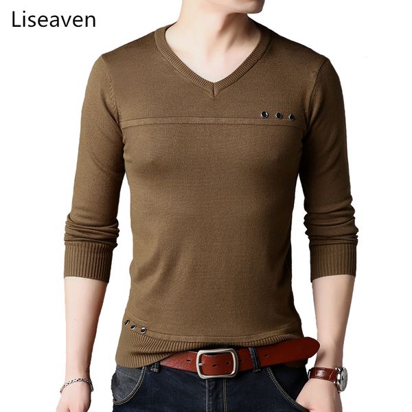 

liseaven men's clothing sweaters solid color pullovers full sleeve knitted pullover sweater 2018, White;black