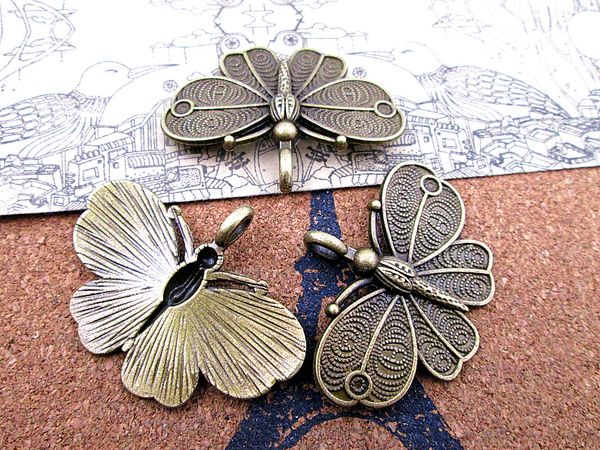 

18pcs sale 42*32mm antique bronze big size beautiful butterfly diy jewelry making, Bronze;silver