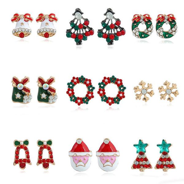 

christmas series earrings innovative santa claus snowflake garlands christmas tree socks ear studs christmas gifts for women girls, Golden