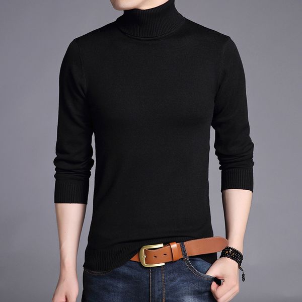 

good quality autumn winter warm sweater men 2018 turtleneck solid mens sweaters slim fit pullover men casual pull homme sweater, White;black
