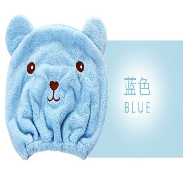 

ubrush hang towel hair dry cap cartoon 34*25cm two color pink blue home soft and fit skin small towel for women and children