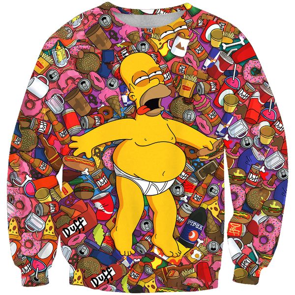 

2019 new fashion simpson cartoon character funny 3d print sweats fashion clothing women men sweatshirt casual pullovers k113, Black
